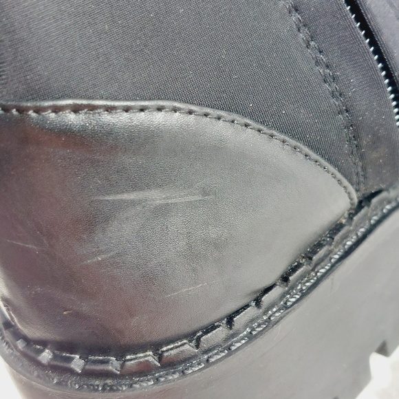 Zara Black Leather Round Toe Low Heel Pull On Ankle Boots V488 - Picture 11 of 13